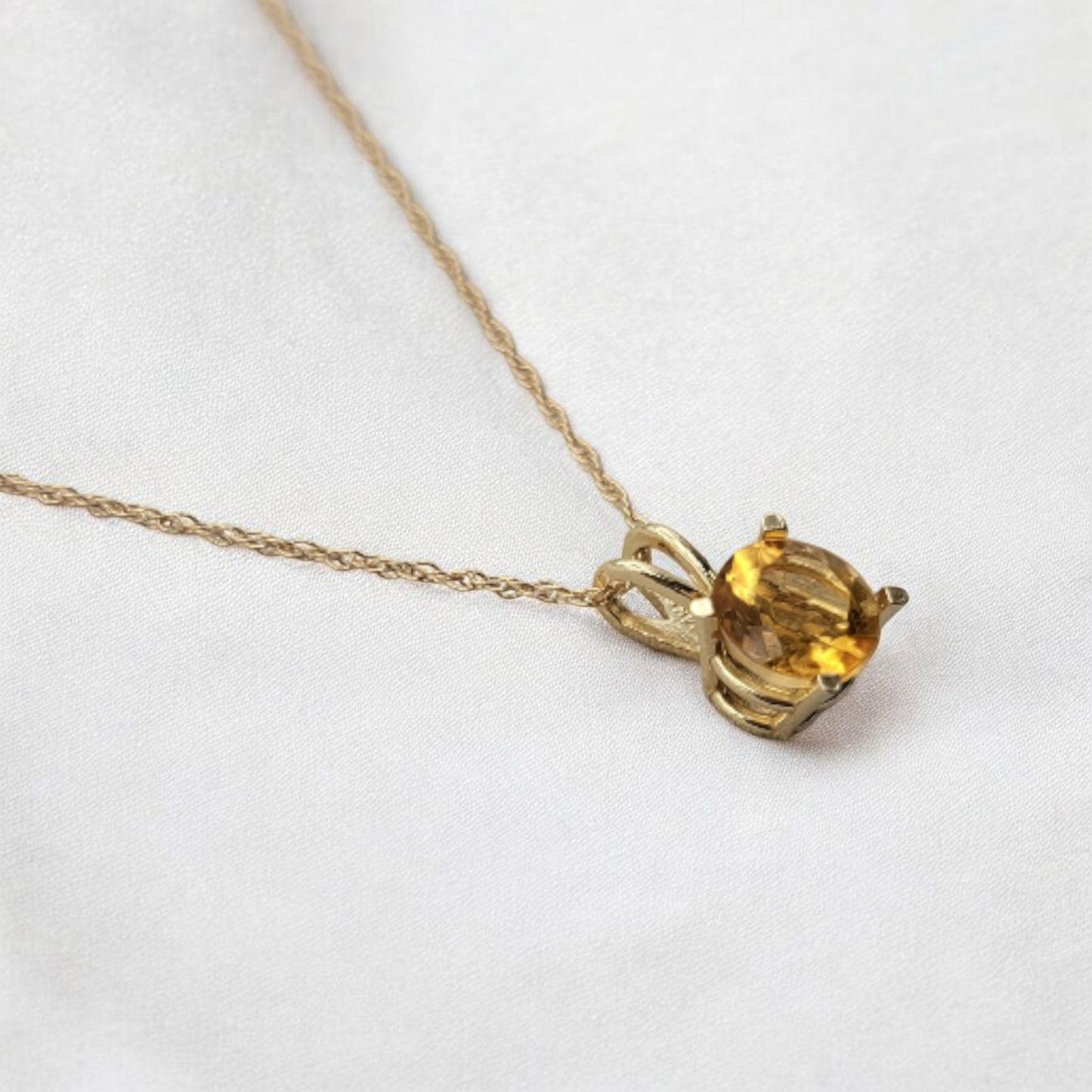 Citrine Pendant Necklace – 14K Gold or Sterling Silver