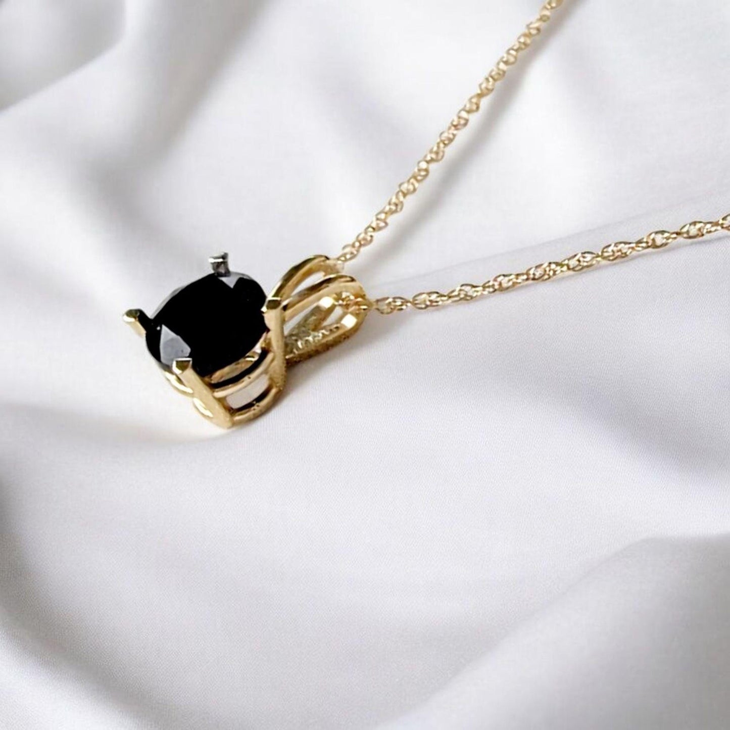 Black Onyx Pendant Necklace – 14K Gold or Sterling Silver