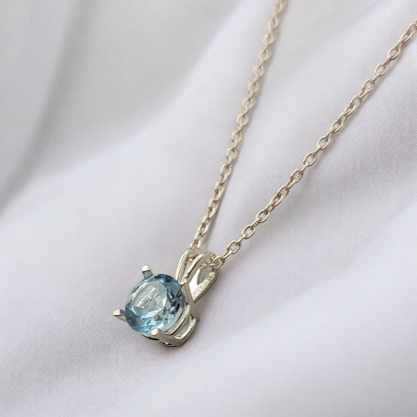 Sky Blue Topaz Pendant Necklace – 14K Gold or Sterling Silver