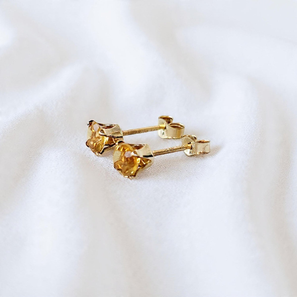 Citrine Stud Earrings | Yellow Gemstone Jewelry | 14K Gold & Sterling Silver | November Birthstone Jewels of Aurora