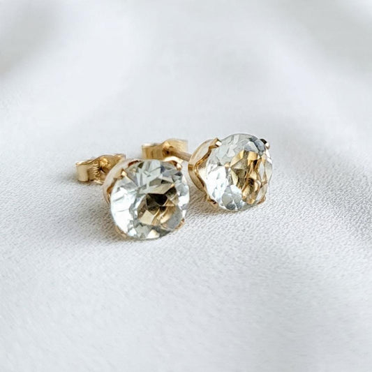 Genuine Green Amethyst Stud Earrings | 14K Gold Filled, 14K Solid Gold or Silver | Gifts For Her Jewels of Aurora