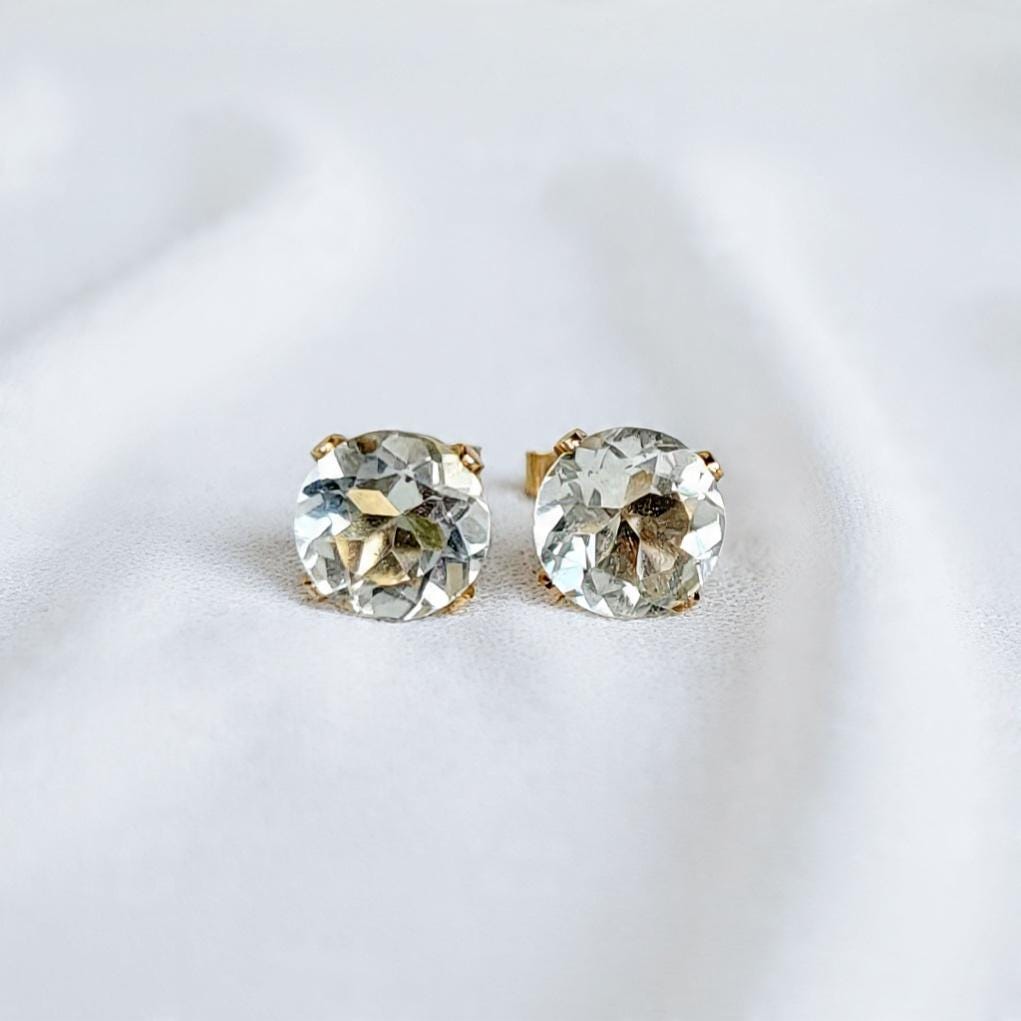 Genuine Green Amethyst Stud Earrings | 14K Gold Filled, 14K Solid Gold or Silver | Gifts For Her Jewels of Aurora
