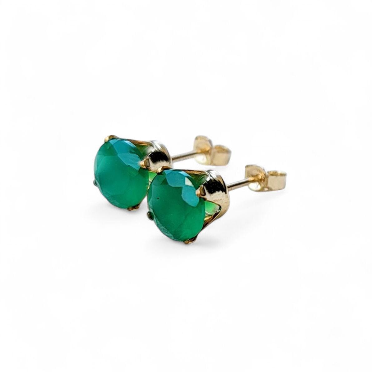 Genuine Green Onyx Stud Earrings | 14K Gold Filled, 14K Solid Gold or Silver | Minimalist Earrings Jewels of Aurora