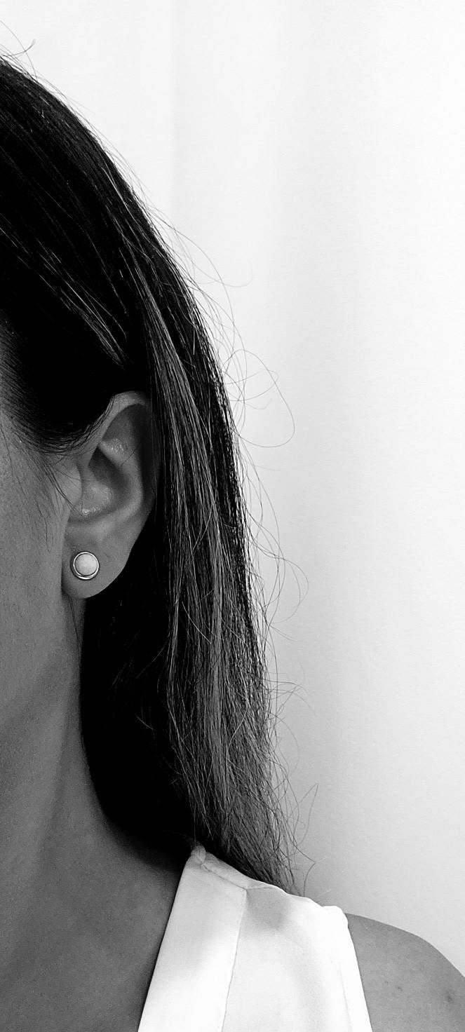 Green Malachite Stud Earrings - Gold Stainless Steel, 6mm