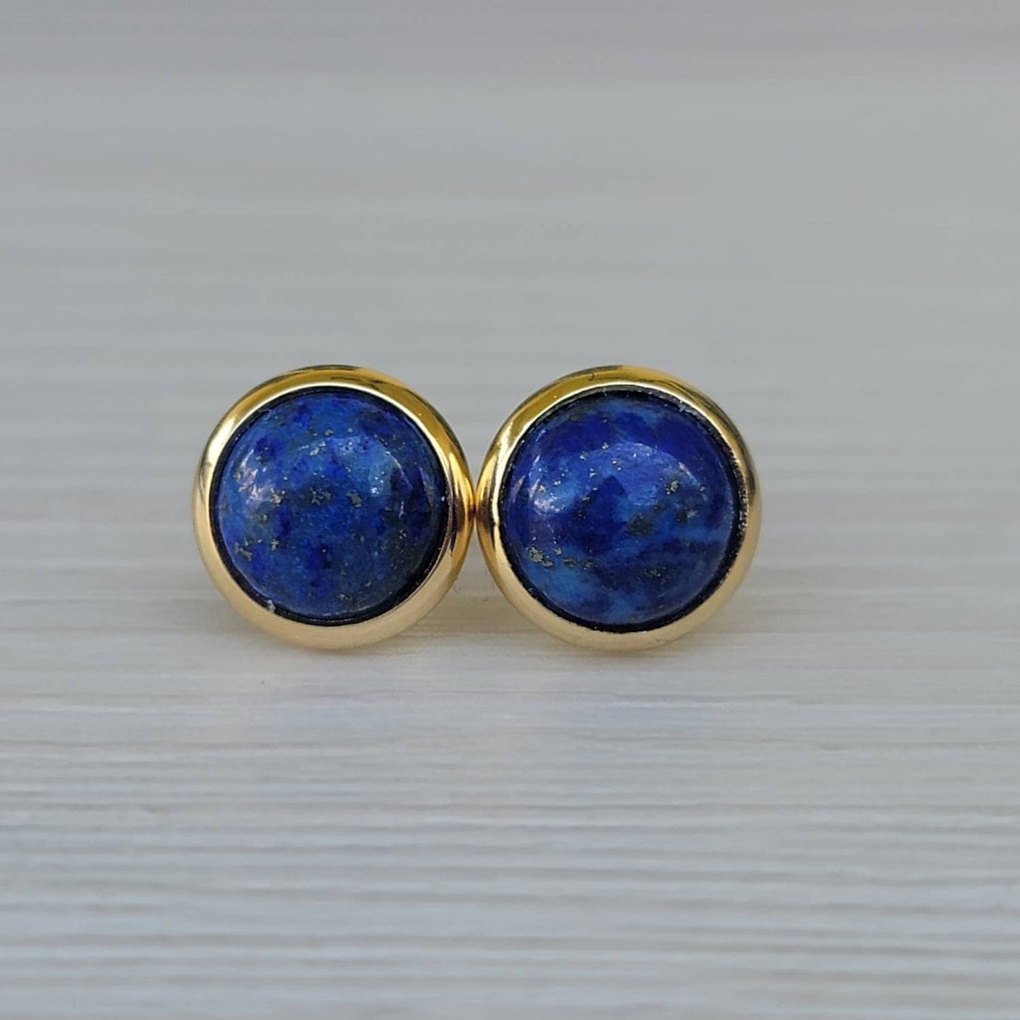 8MM Waterproof Stainless Steel Gemstone Earrings: Rose Quartz, Onyx, Jade