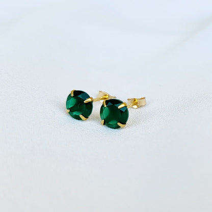 Green Onyx Stud Earrings – Sterling Silver or Gold Plated (3–6mm)