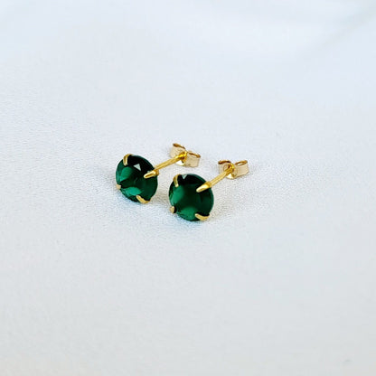 Green Onyx Stud Earrings – Sterling Silver or Gold Plated (3–6mm)