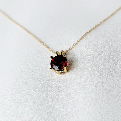 Garnet Pendant Necklace – 14K Gold or Sterling Silver