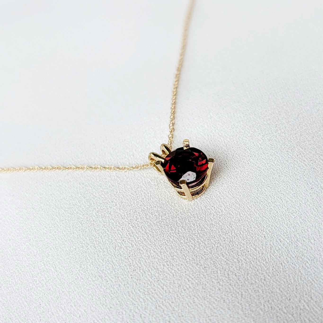 Garnet Pendant Necklace – 14K Gold or Sterling Silver