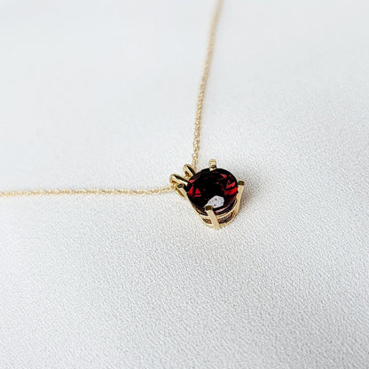 Garnet Pendant Necklace – 14K Gold or Sterling Silver