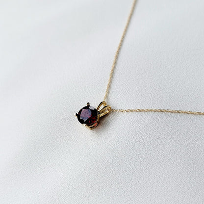 Garnet Pendant Necklace – 14K Gold or Sterling Silver