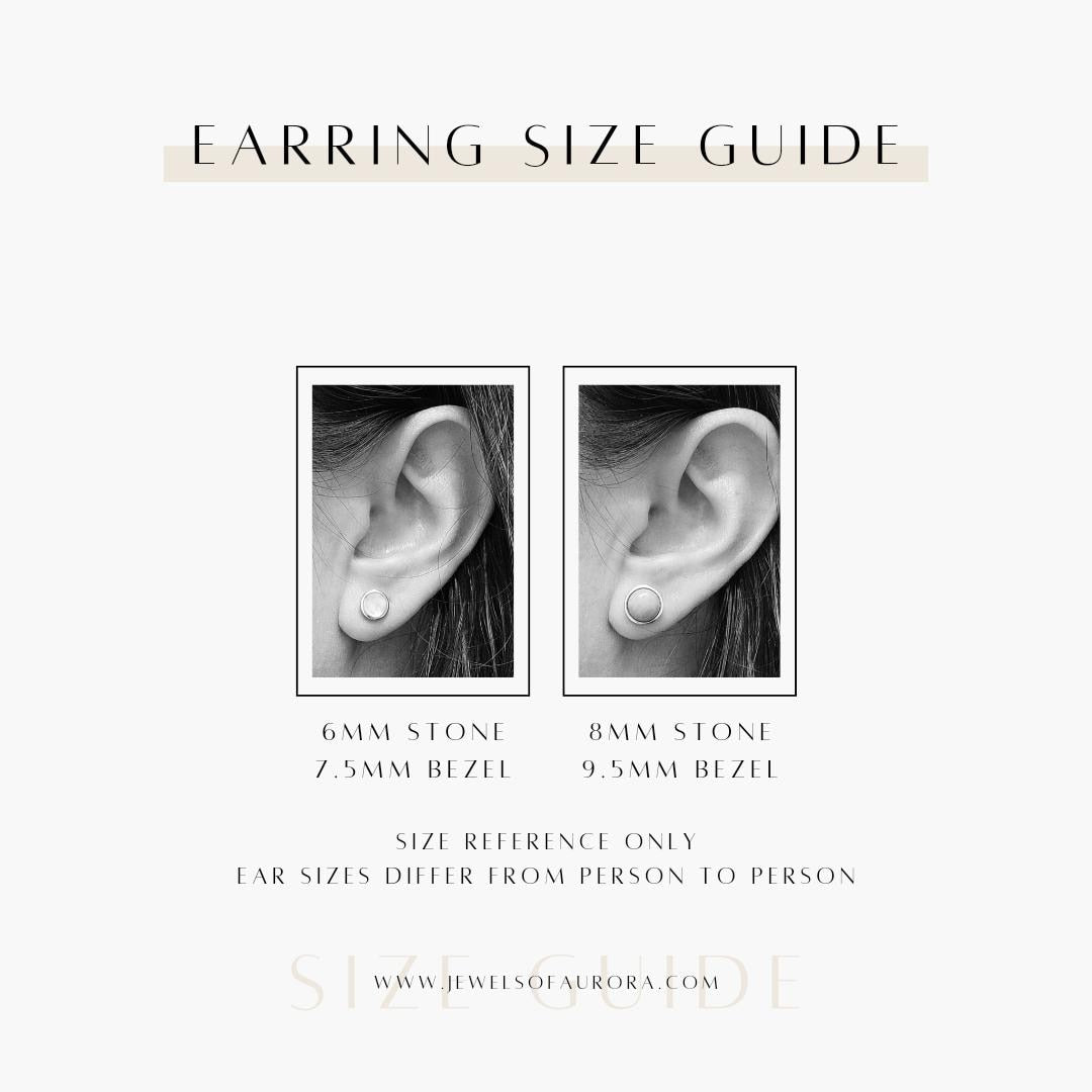 925 Sterling Silver Garnet Stud Earrings - Bezeled Garnet Jewelry - Medium Large Garnet Stone 6mm 8mm