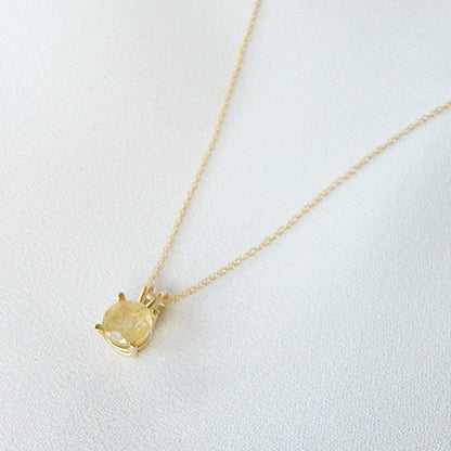 Gold Rutilated Quartz Pendant Necklace – 14K Gold or Sterling Silver