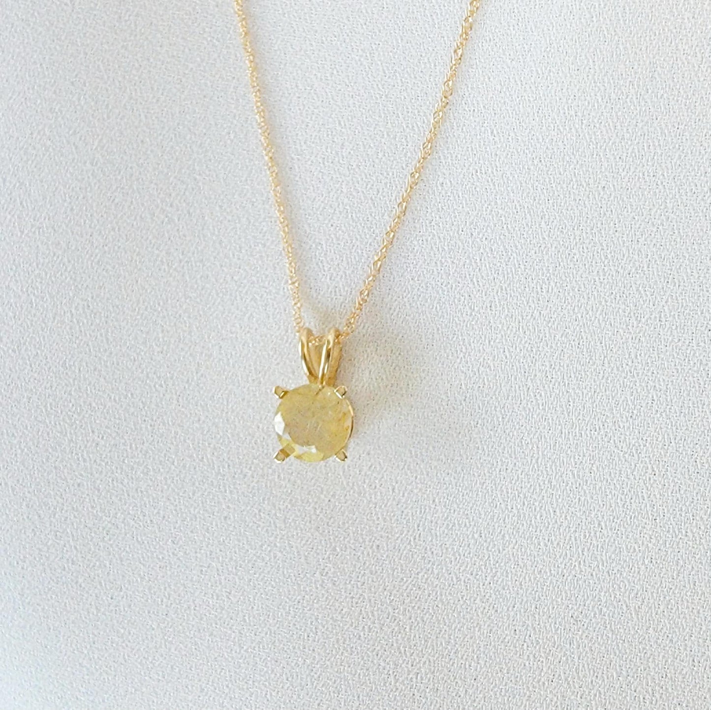 Gold Rutilated Quartz Pendant Necklace – 14K Gold or Sterling Silver