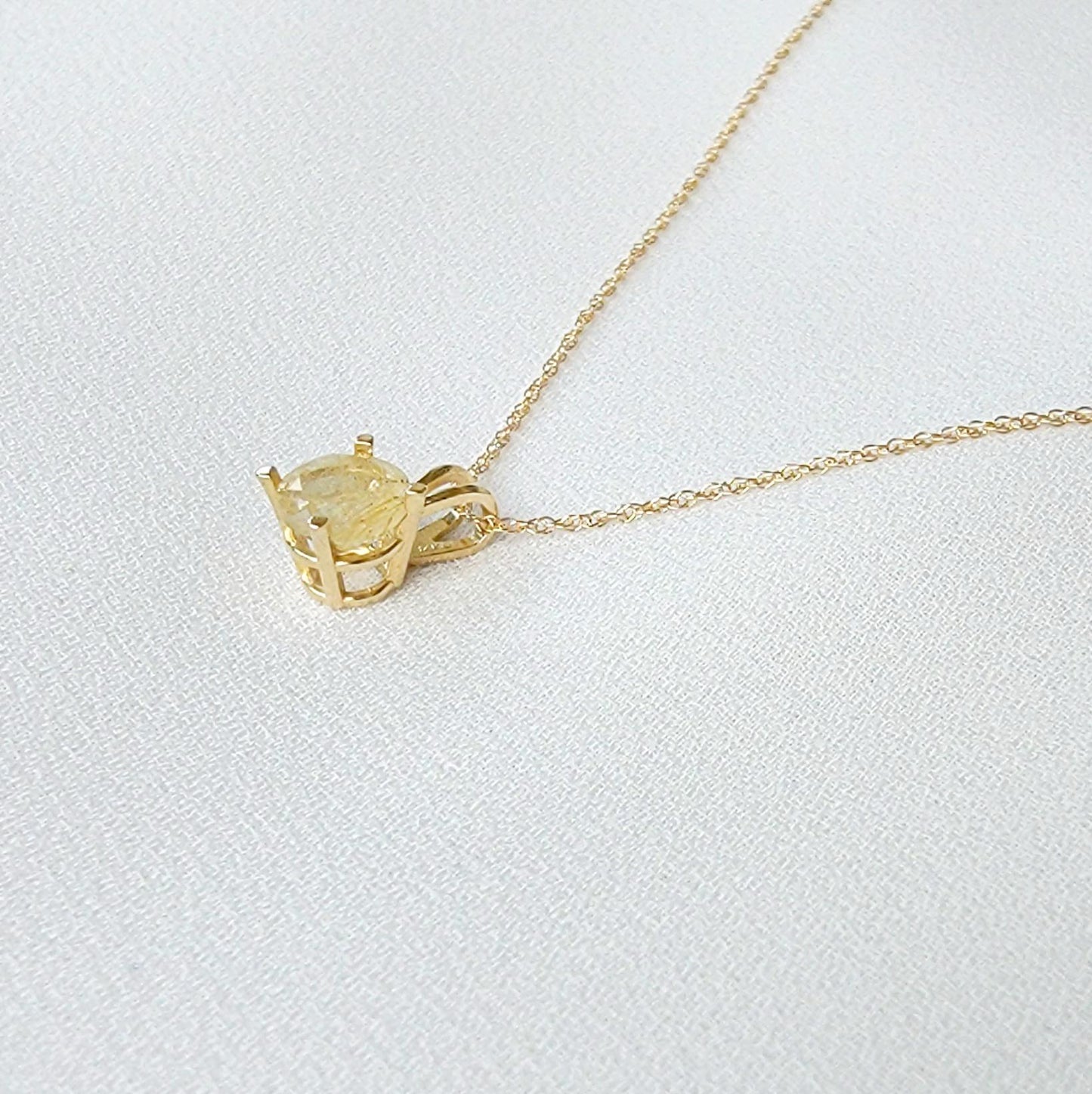 Gold Rutilated Quartz Pendant Necklace – 14K Gold or Sterling Silver