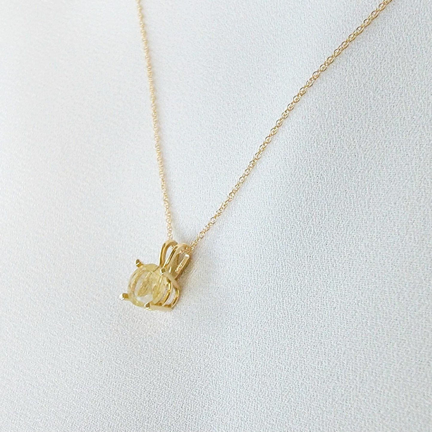 Gold Rutilated Quartz Pendant Necklace – 14K Gold or Sterling Silver