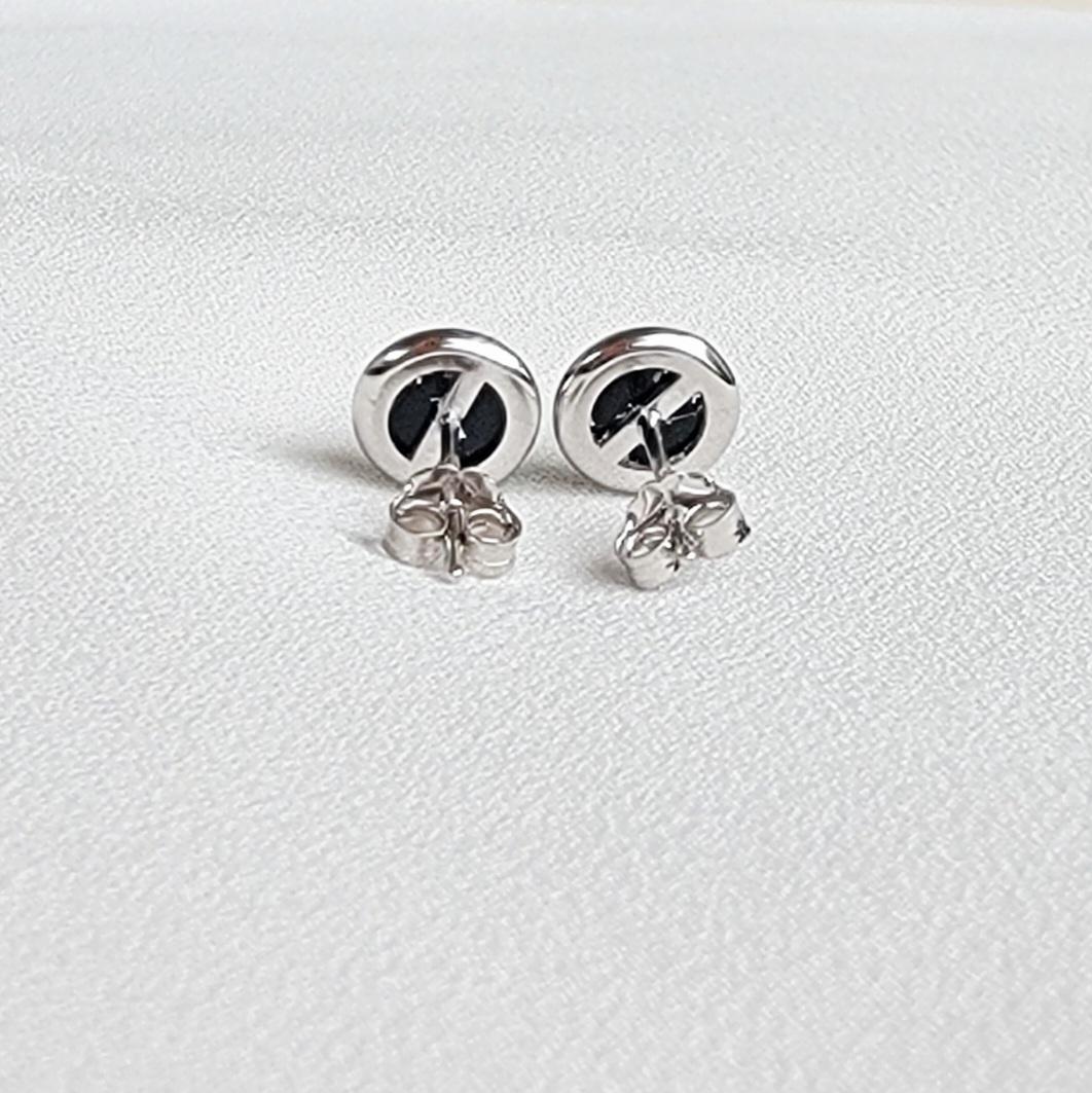 925 Sterling Silver Onyx Stud Earrings - Bezeled Black Onyx Stud Earrings - Black Onyx Jewelry - Medium 6mm