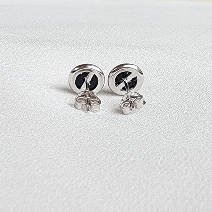 925 Sterling Silver Onyx Stud Earrings - Bezeled Black Onyx Stud Earrings - Black Onyx Jewelry - Medium 6mm