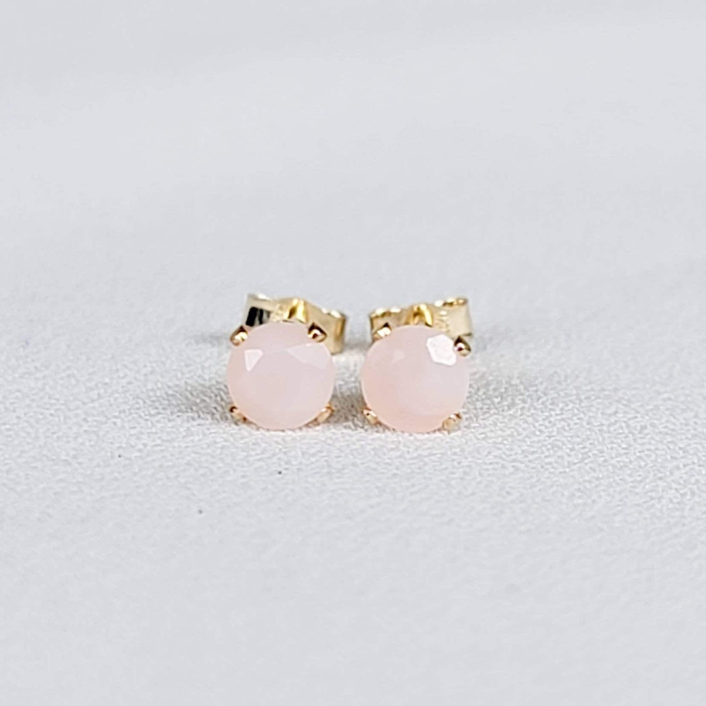 Pink Opal Stud Earrings – 14K Gold, Gold Filled or Sterling Silver