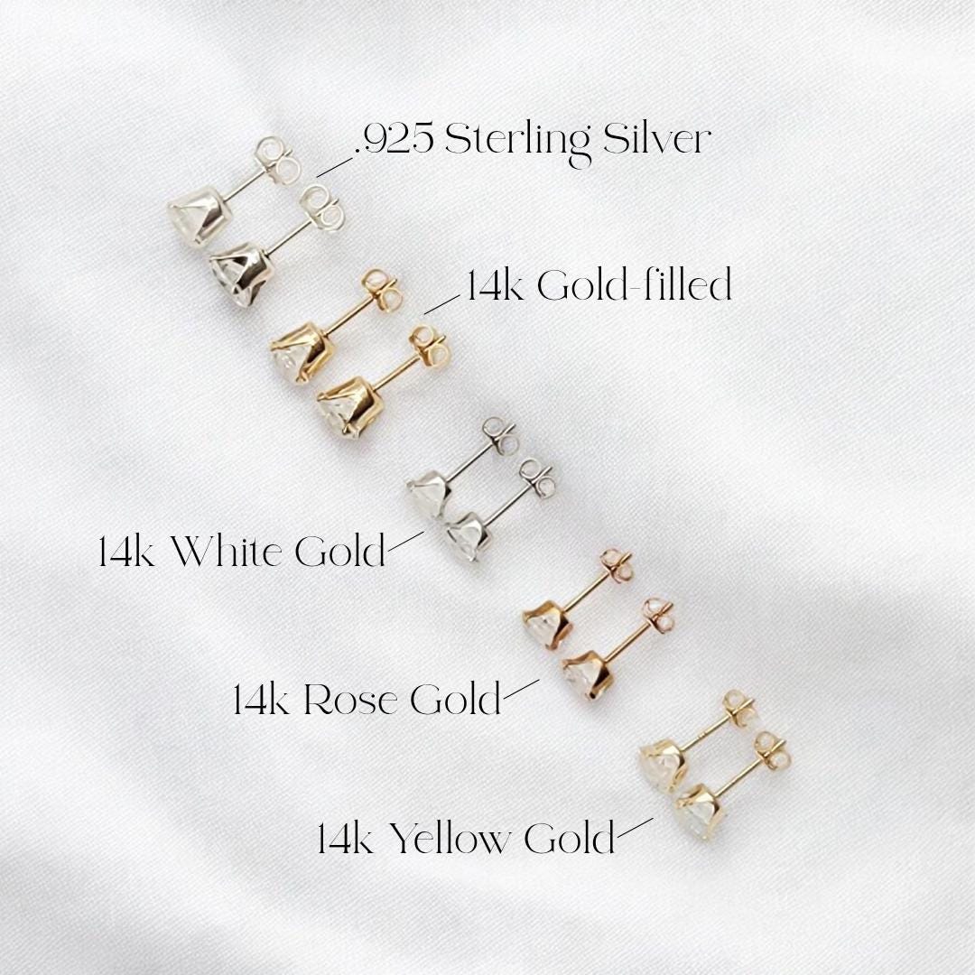 Opalite Stud Earrings: Dainty, Minimalist Style (14k Gold Filled)