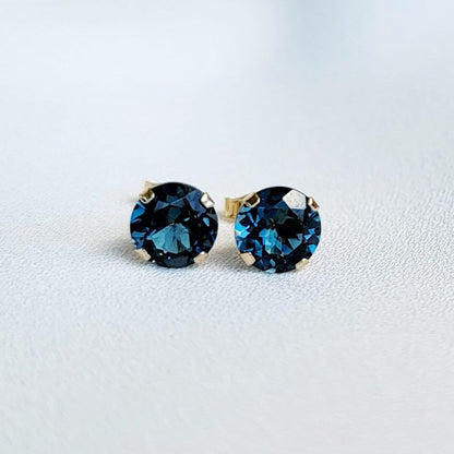 London Blue Topaz Stud Earrings – 14K Gold, Gold Filled, or Sterling Silver Jewelry