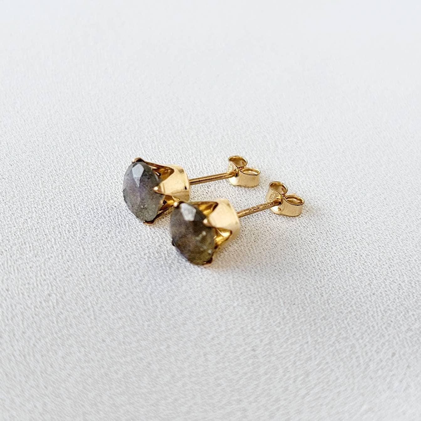 Labradorite Stud Earrings – 14K Gold, Gold Filled, or Sterling Silver Jewelry