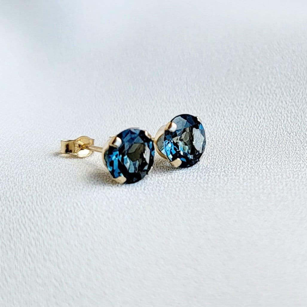 London Blue Topaz Stud Earrings – 14K Gold, Gold Filled, or Sterling Silver Jewelry