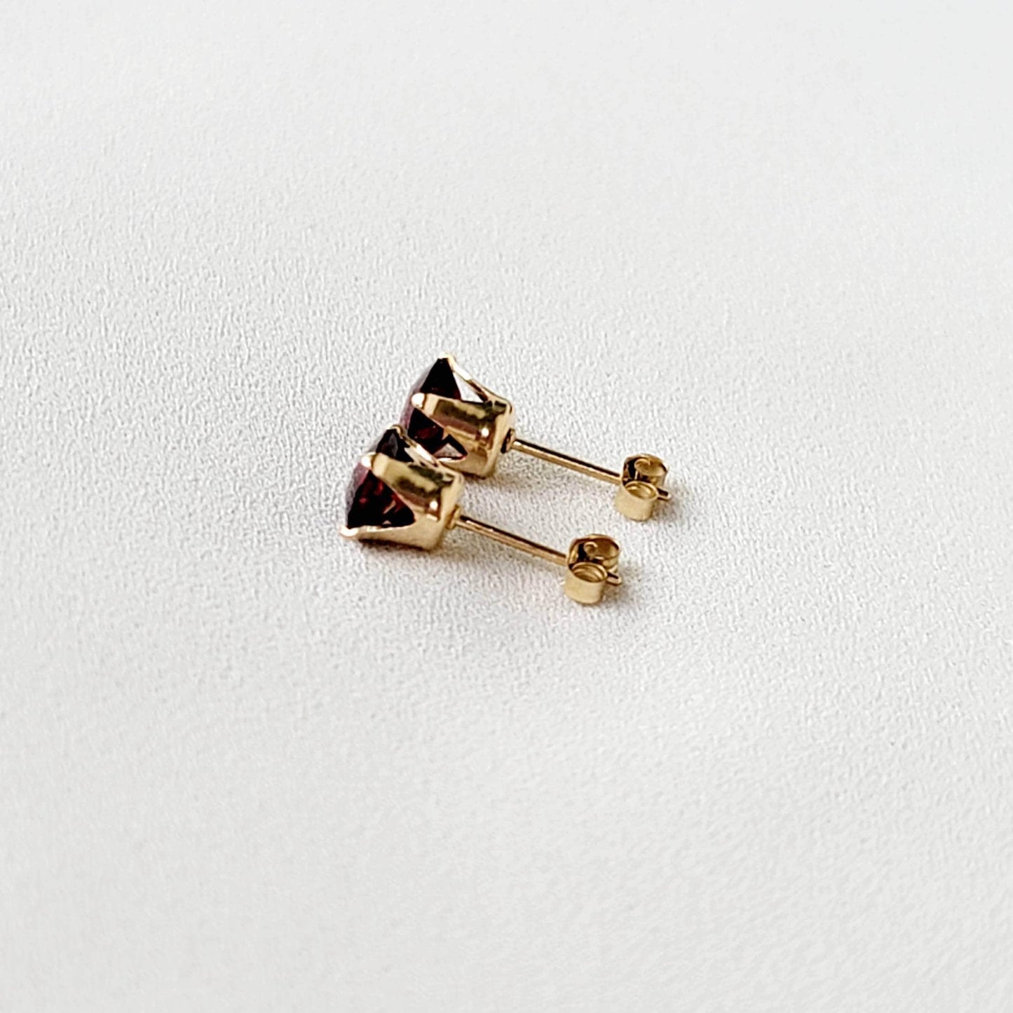 Garnet Stud Earrings – 14K Gold, Gold Filled or Sterling Silver