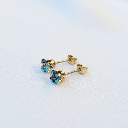 London Blue Topaz Stud Earrings – 14K Gold, Gold Filled, or Sterling Silver Jewelry