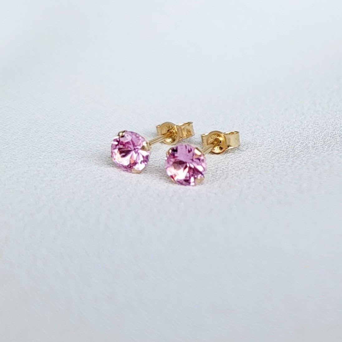 Lab Grown Pink Sapphire Stud Earrings – 14K Gold, Gold Filled or Sterling Silver