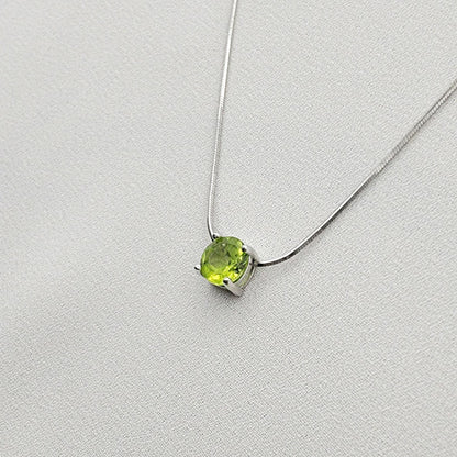925 Sterling Silver Peridot Pendant Necklace - Rose Gold Peridot Gemstone Charm Necklace - .925 Silver Chain Necklace