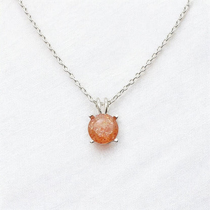 Sunstone Pendant Necklace – 14K Gold or Sterling Silver