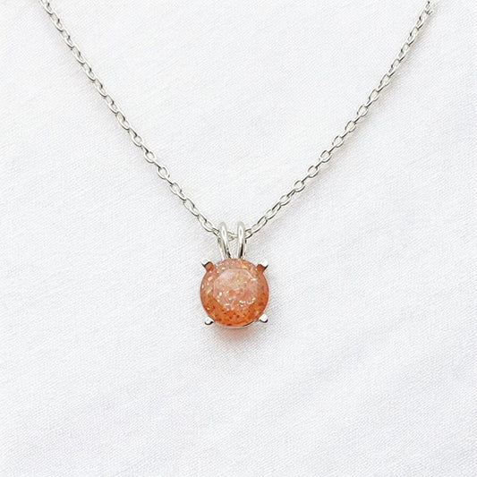 Sunstone Pendant Necklace – 14K Gold or Sterling Silver