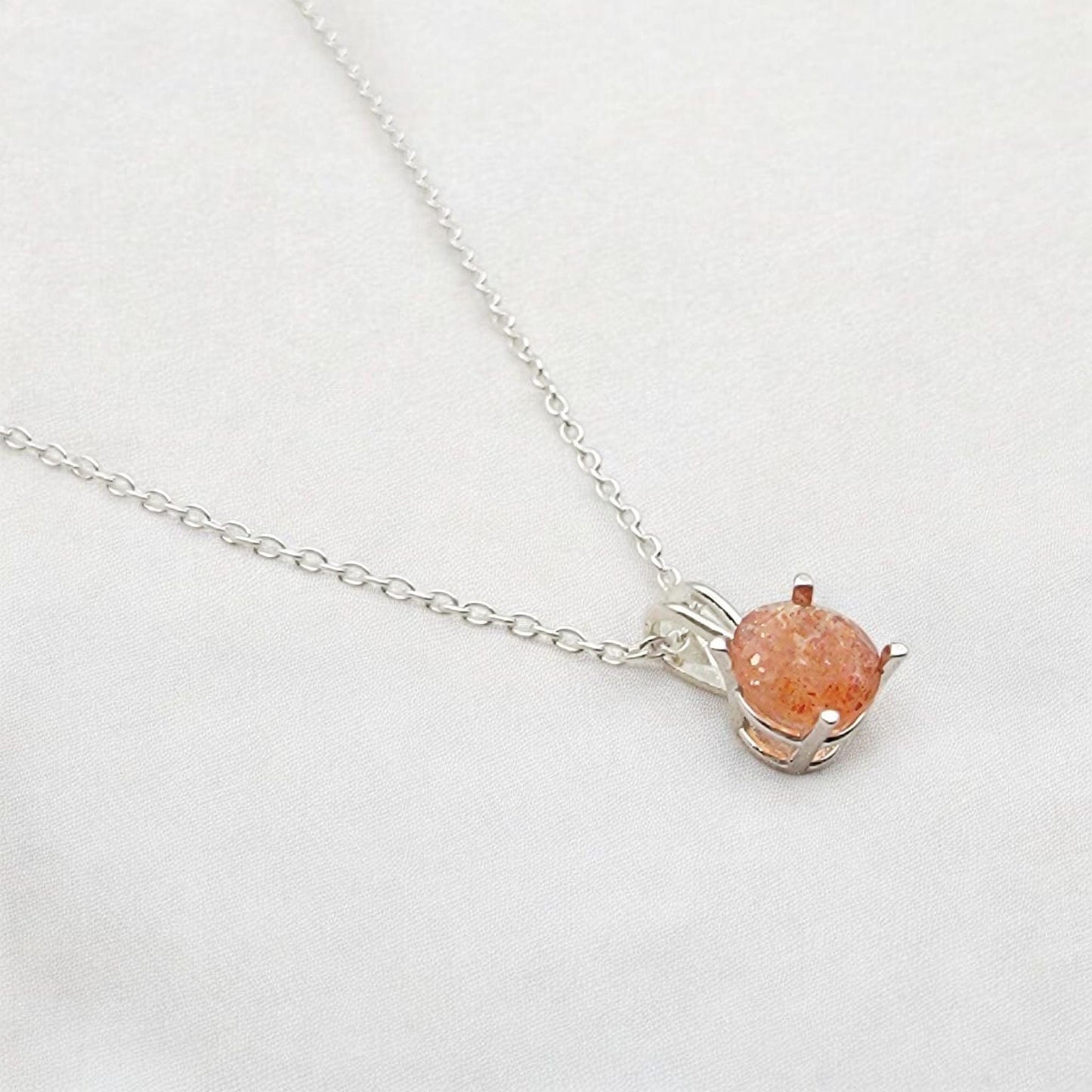 Sunstone Pendant Necklace – 14K Gold or Sterling Silver