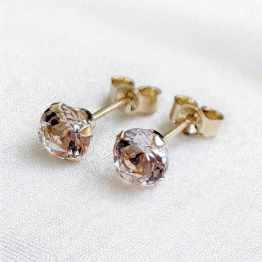 Morganite Stud Earrings – 14K Gold, Gold Filled or Sterling Silver