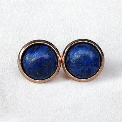 Waterproof Earrings: Rose Quartz, Lapis, Onyx, Jade (6mm Studs)