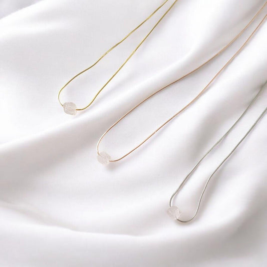 Rose Quartz Pendant: Delicate Pink Gemstone Necklace (14k Rose Gold Plated or Silver)