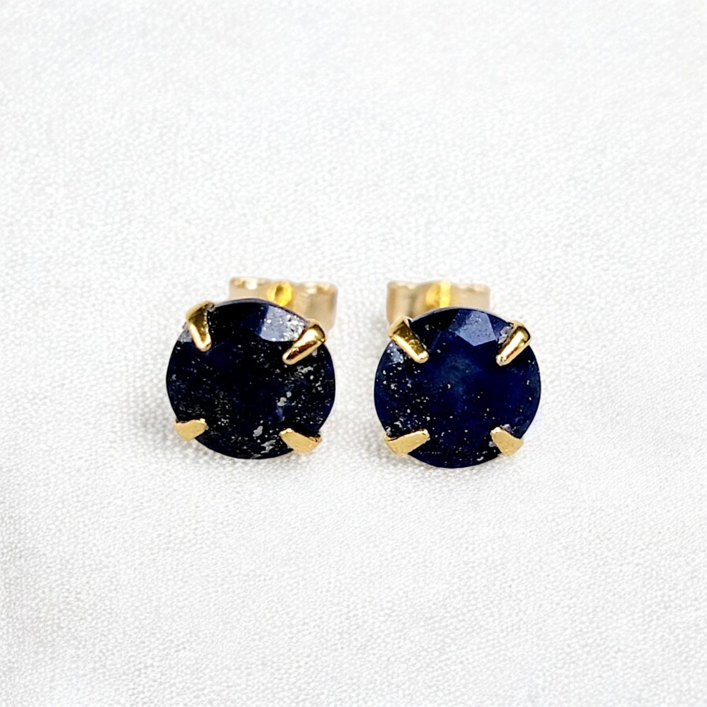 Lapis Lazuli Stud Earrings – Sterling Silver or Gold Plated (3–6mm)