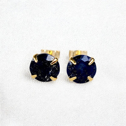 Lapis Lazuli Stud Earrings – Sterling Silver or Gold Plated (3–6mm)