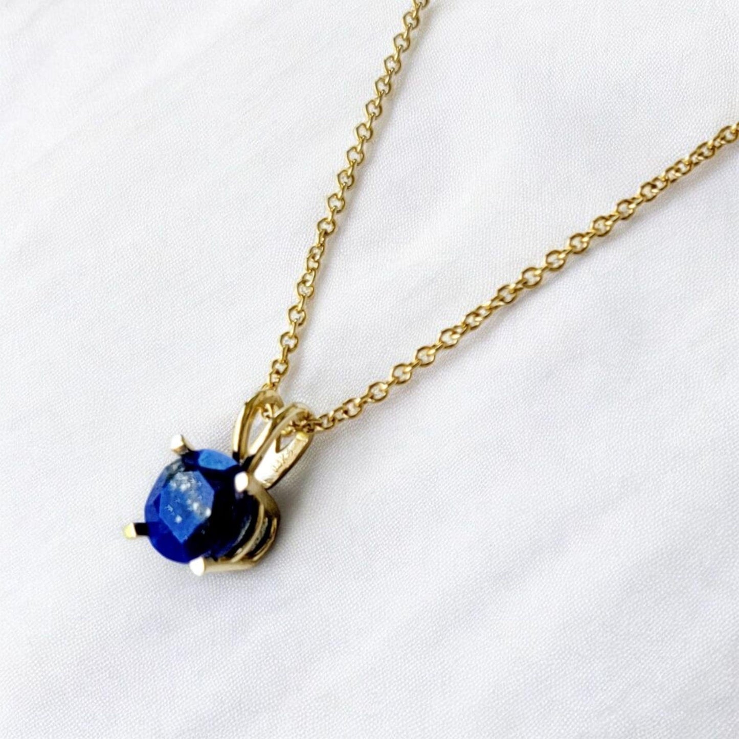 Lapis Lazuli Pendant Necklace – 14K Gold or Sterling Silver