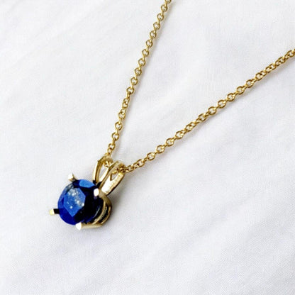 Lapis Lazuli Pendant Necklace – 14K Gold or Sterling Silver