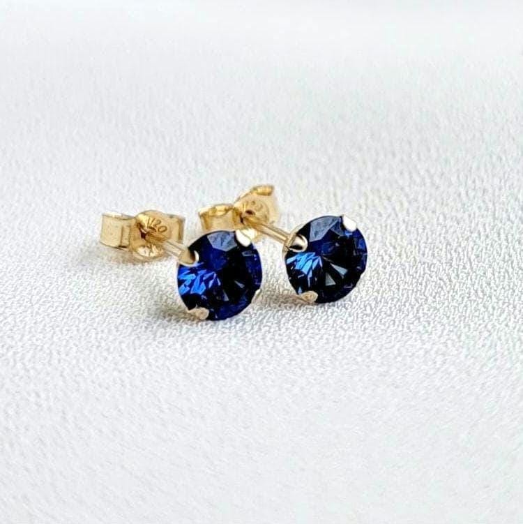 Lab Grown Sapphire Stud Earrings – 14K Gold, Gold Filled or Sterling Silver