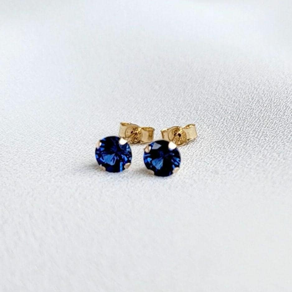 Lab Grown Sapphire Stud Earrings – 14K Gold, Gold Filled or Sterling Silver