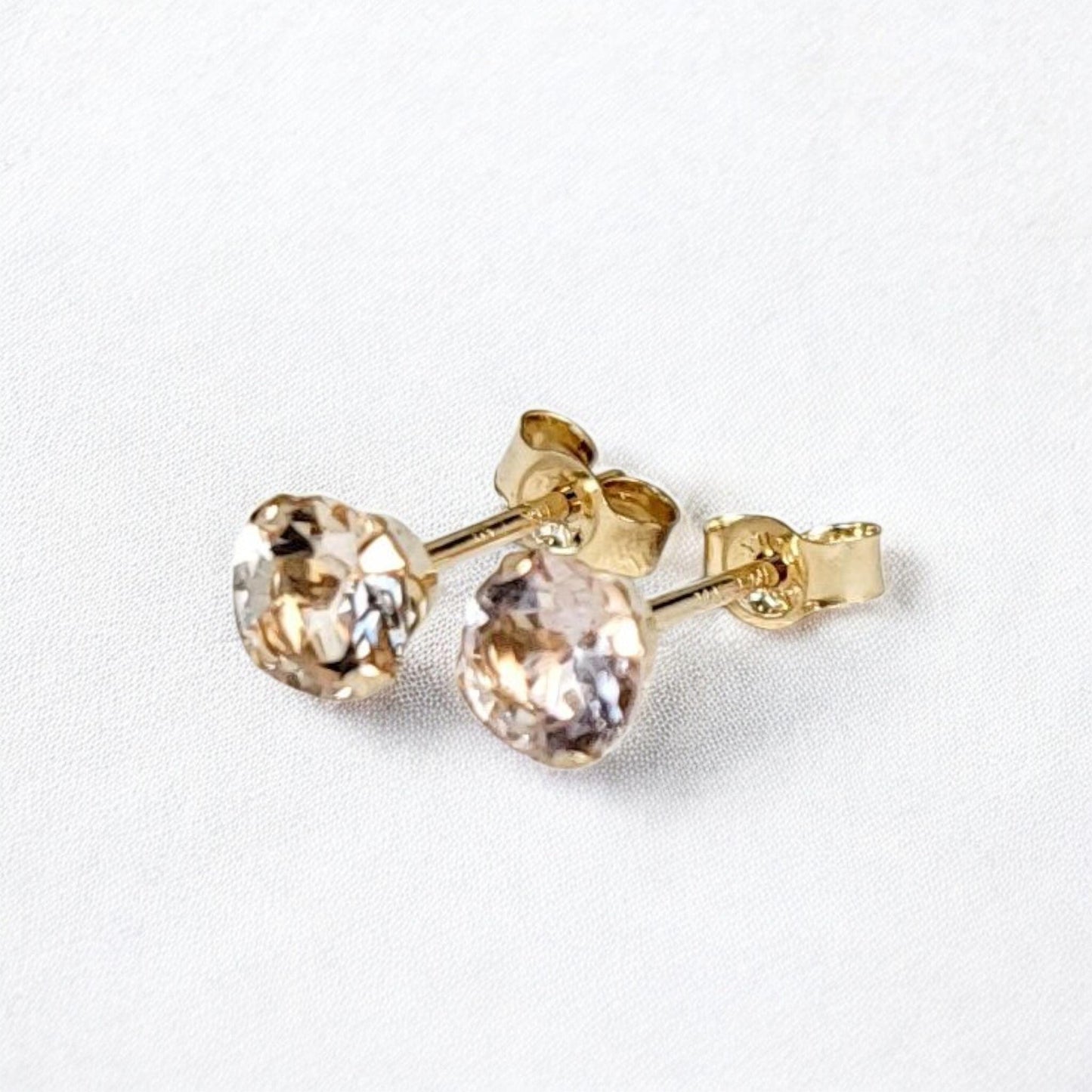 Morganite Stud Earrings – 14K Gold, Gold Filled or Sterling Silver