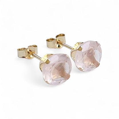 Rose Quartz Stud Earrings – 14K Gold, Gold Filled or Sterling Silver