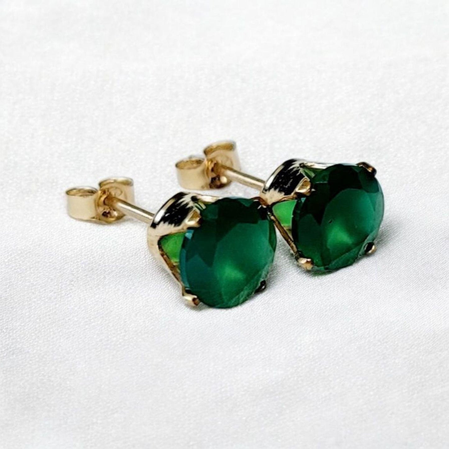 Green Onyx Stud Earrings – Natural Gemstone | 14K Gold, Gold Filled or Sterling Silver