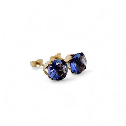 Iolite Stud Earrings – 14K Gold, Gold Filled or Sterling Silver