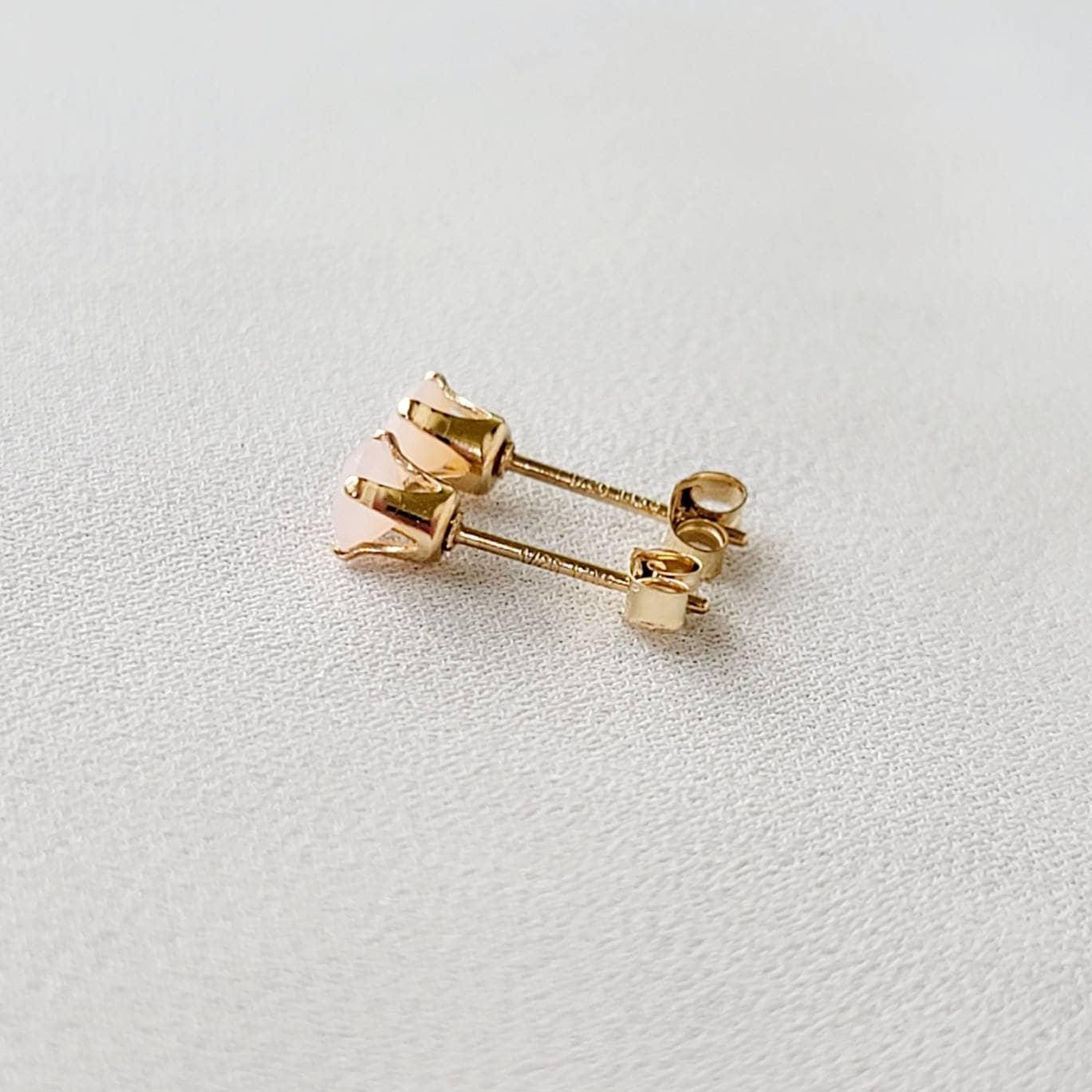 Pink Opal Stud Earrings – 14K Gold, Gold Filled or Sterling Silver