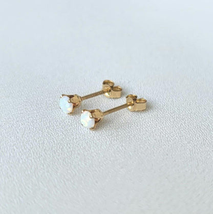 Opalite Stud Earrings: Dainty, Minimalist Style (14k Gold Filled)