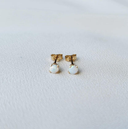 Opalite Stud Earrings: Dainty, Minimalist Style (14k Gold Filled)